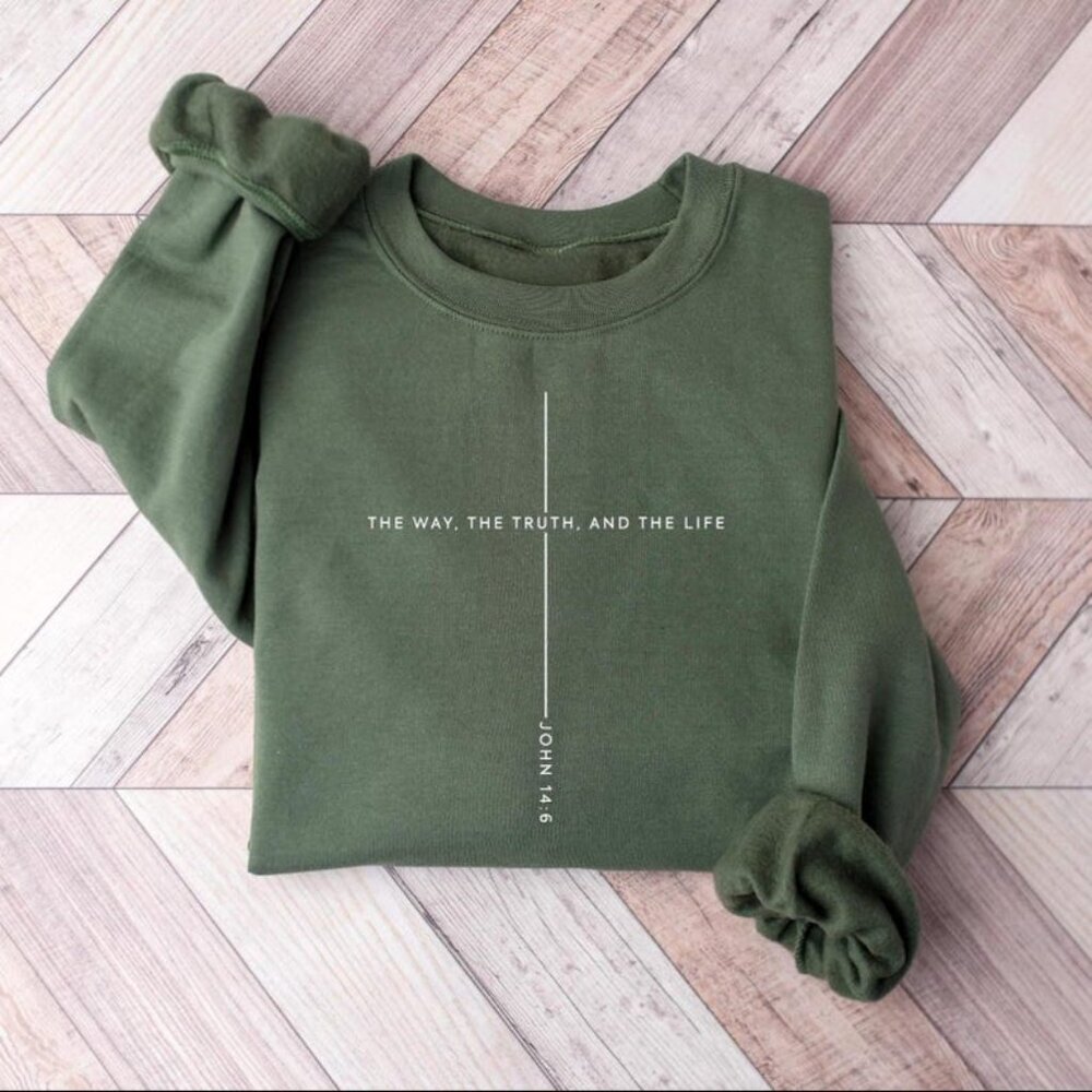 Christian Christmas Sweatshirt John 14 6  Jesus Lover Gift, The Way the Truth 05